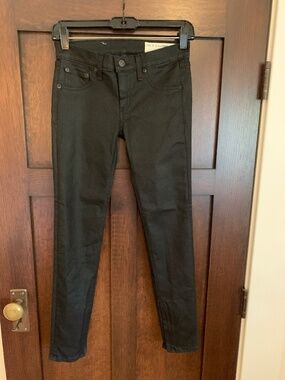 Rag & Bone Zipper Capri Black Coated Jeans